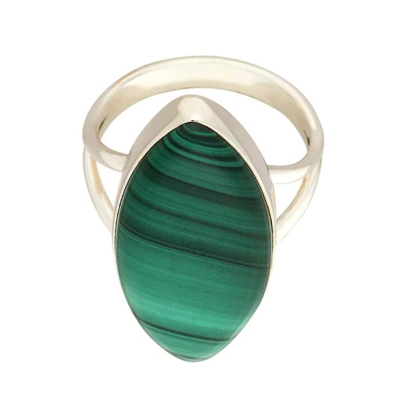 925 Sterling Silver Malachite Solitaire Ring