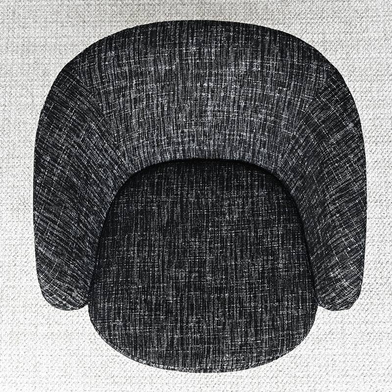 Upholstered 360° Swivel Barrel Chair with Curved Backrest