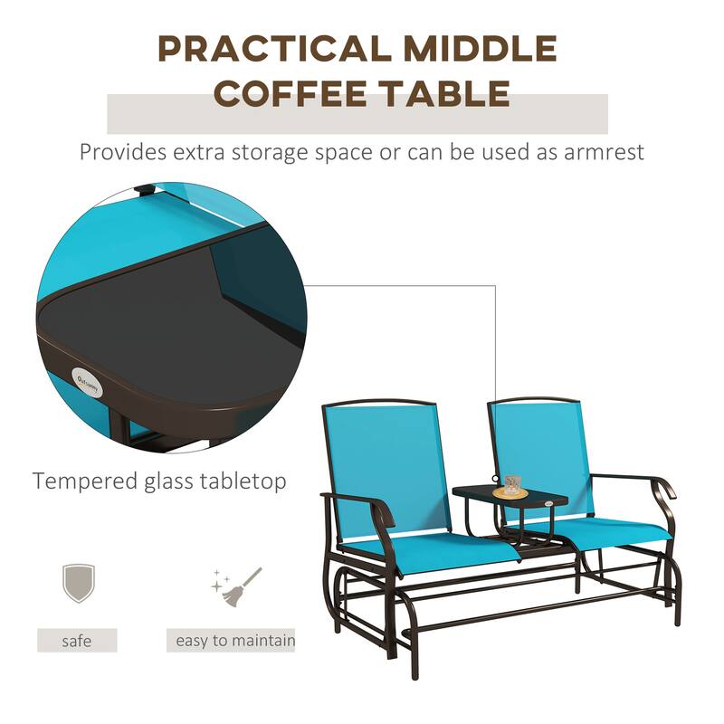 Outdoor Glider Bench with Center Table
