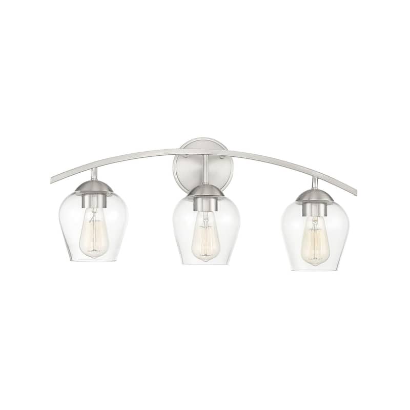 Meridian M80032 3 Light 24" Wide Bathroom Vanity Light with Clear - Brushed Nickel