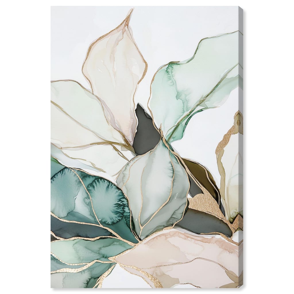 Pastel Leaves with Gold III Canvas by Art Remedy, Gallery Wrapped