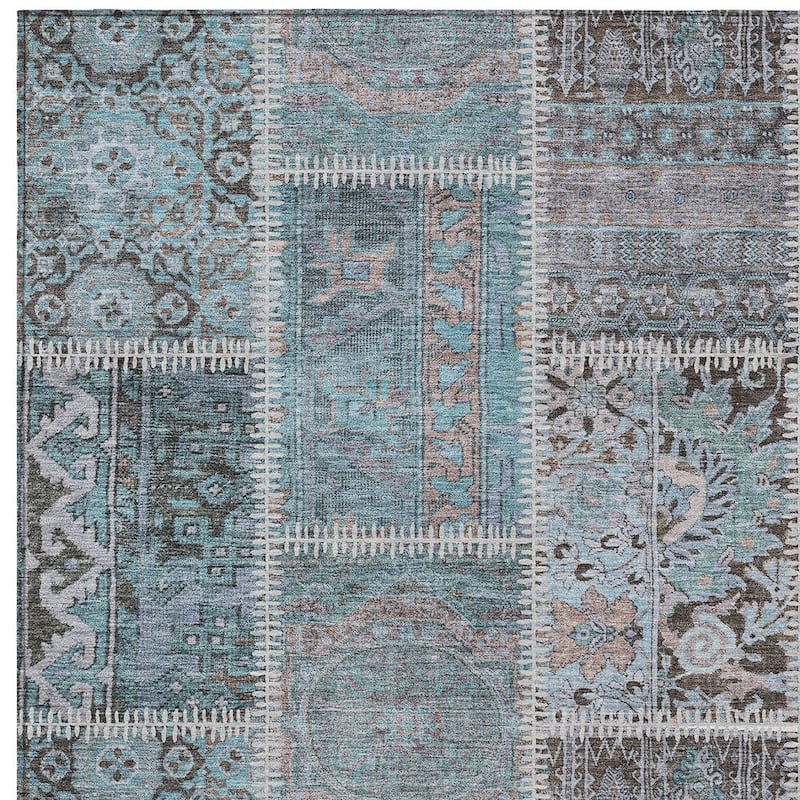 HomeRoots Patchwork Transitional Rectangle Outdoor Rug