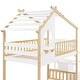 preview thumbnail 12 of 12, Stairway Design Twin-over-Twin Bunk Bed,House Bed,Storage and Guard Rail,Natural Bed +White Stair