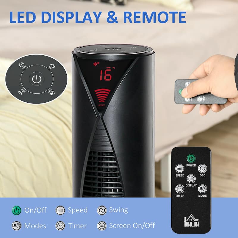 38" Oscillating Tower Fan With 12h Timer