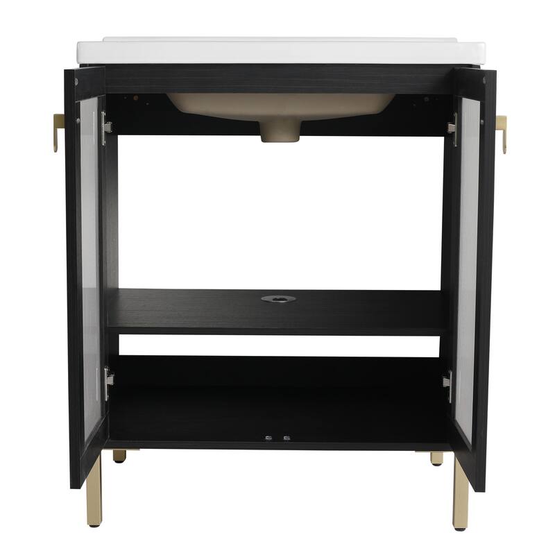 Bathroom Vanity With Sink In 28/32 Inch, Floating/Freestanding Bathroom Vanity With Soft Close Door