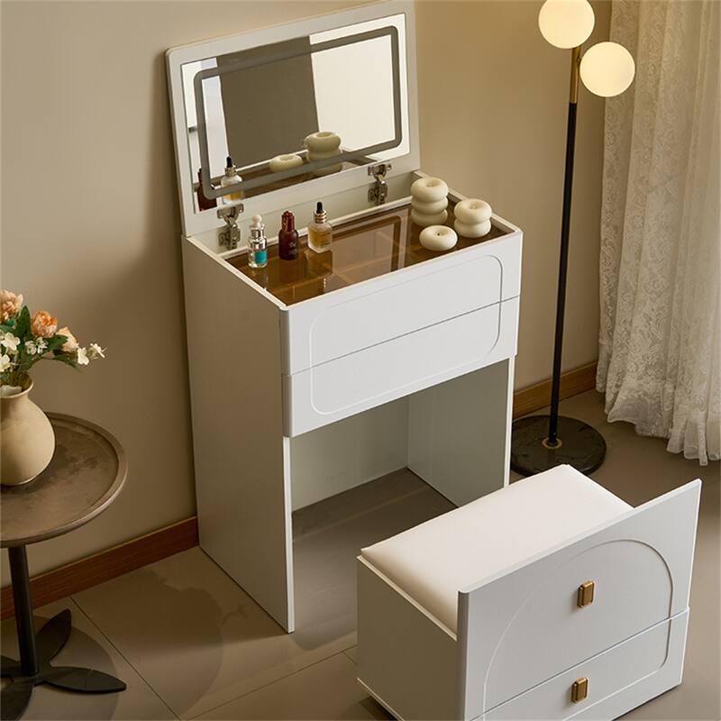 3 in 1 Vanity Desk,Flip Top Vanity Set w/Mirror,Makeup Vanity Table