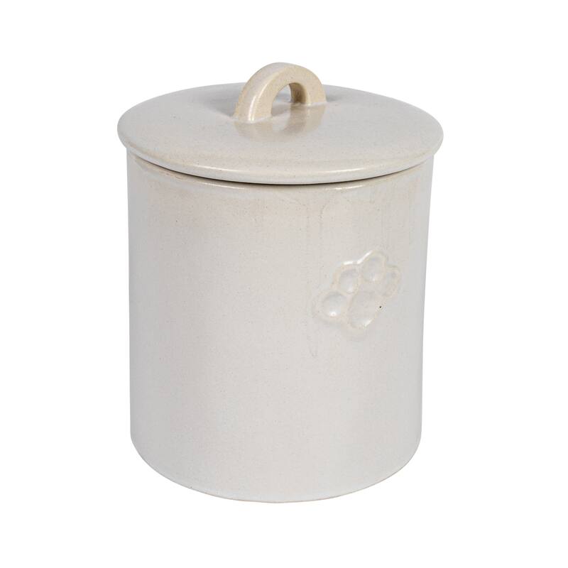 Debossed Stoneware Treat Canister with Paw Print