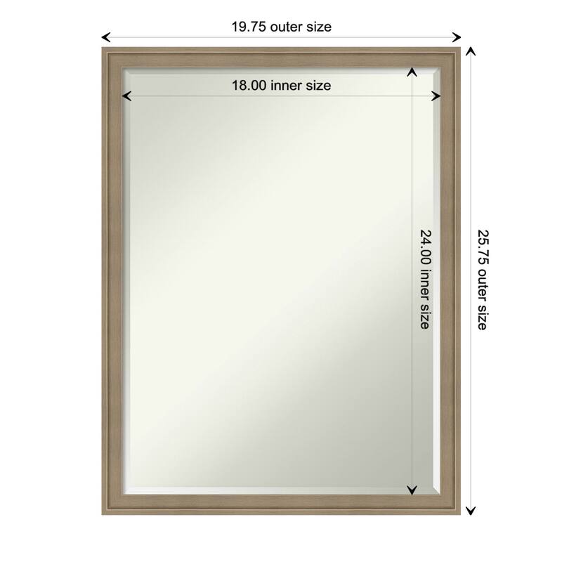 Florence Half-Inch-Bevel Framed Bathroom Vanity Wall Mirror - Glass Size 18x24 - Florence Light Brown