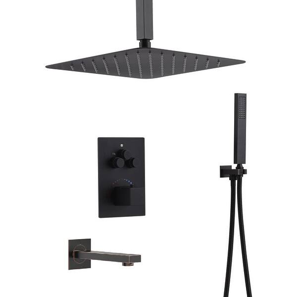 ORB Bronze Ceiling Mount 12 inch Rainfall Shower Head 3 Way ...