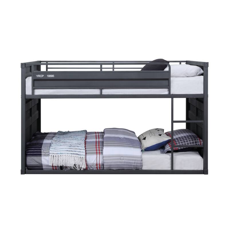 Twin Size Metal Container Bunk Bed with Integrated Guardrail