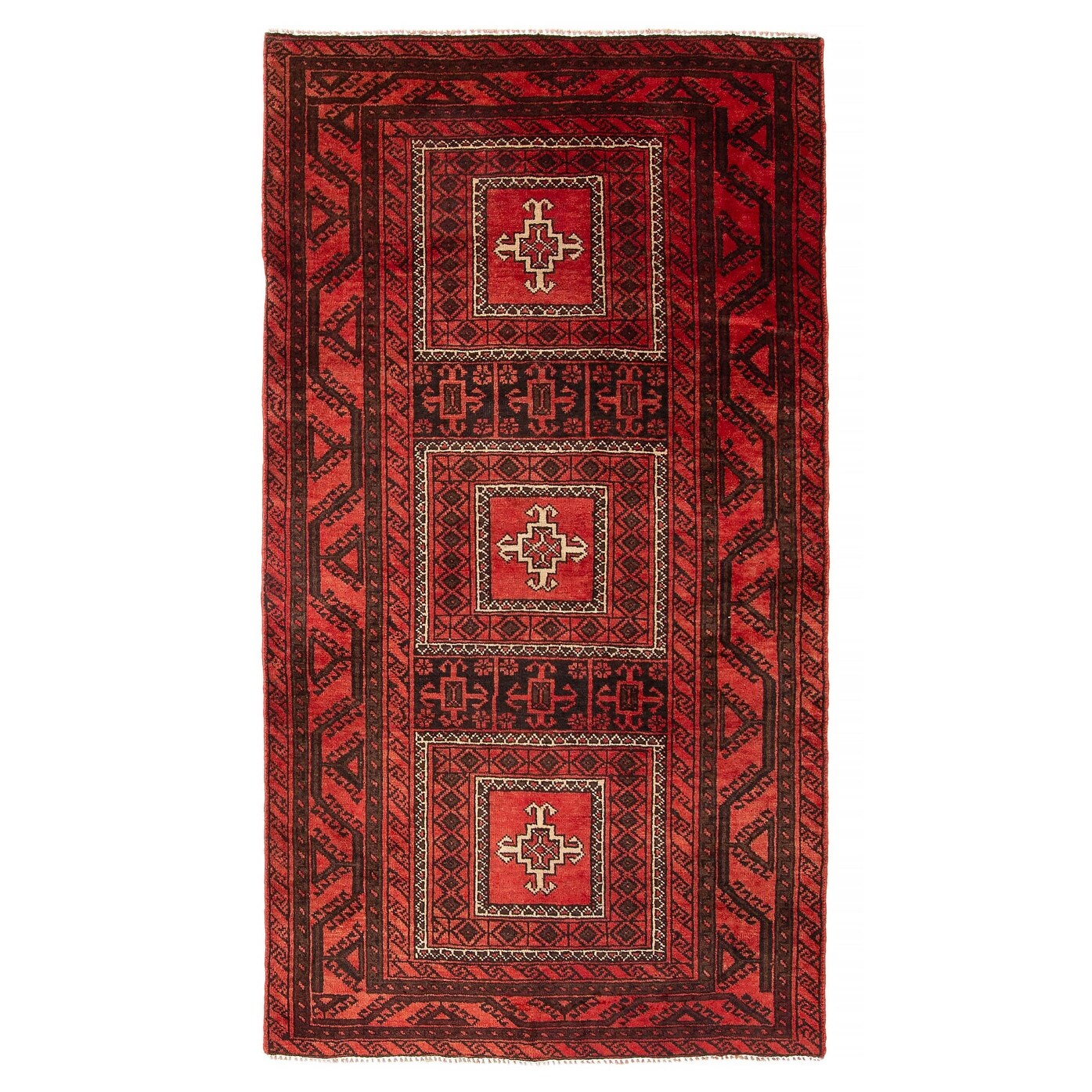 ECARPETGALLERY Hand-knotted Baluch Red Wool Rug - 3'6 x 6'3