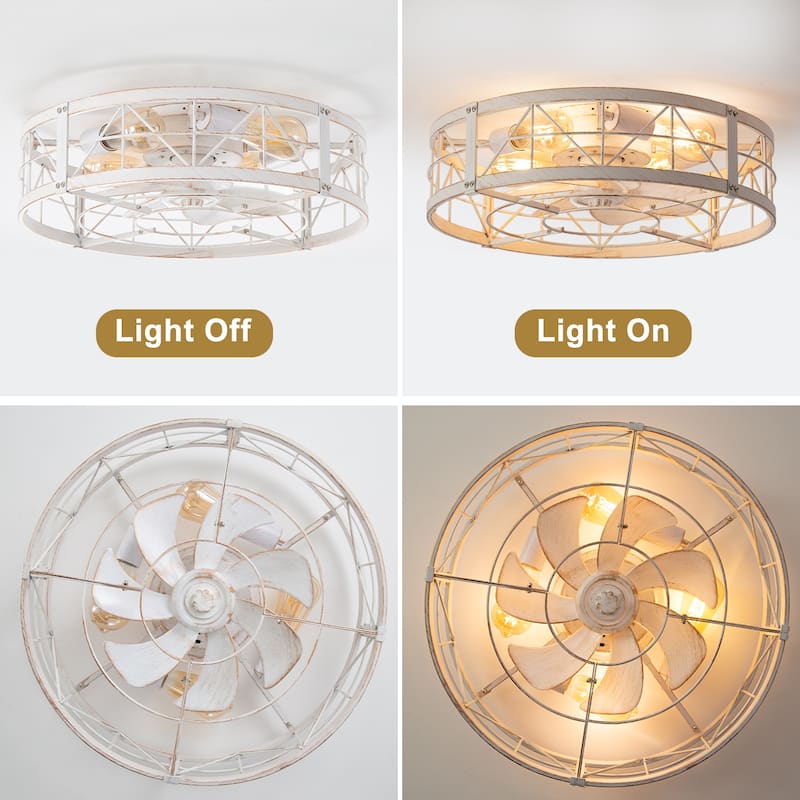 20-in Flush Mount Caged Ceiling Fan with Light Remote(7-Blade)