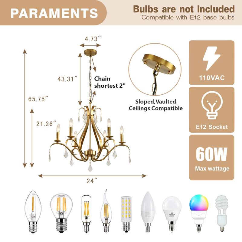 6-Lights Farmhouse French Country Chandelier