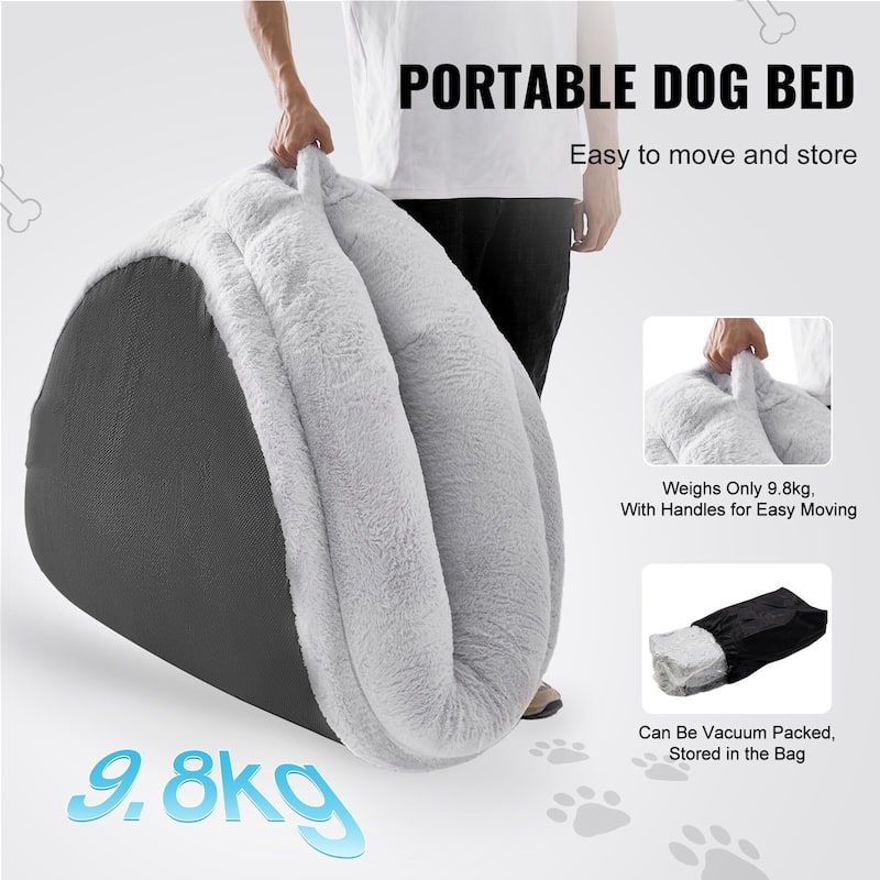 Grey Polyester Portable Large Human Size Dog Bed Suitable for Any Room