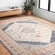 preview thumbnail 1 of 3, Alexander Home Jennifer Collection Diamond Border Distressed Area Rug 2'5" x 10'6" - Pebble/ Fiesta - Rectangle