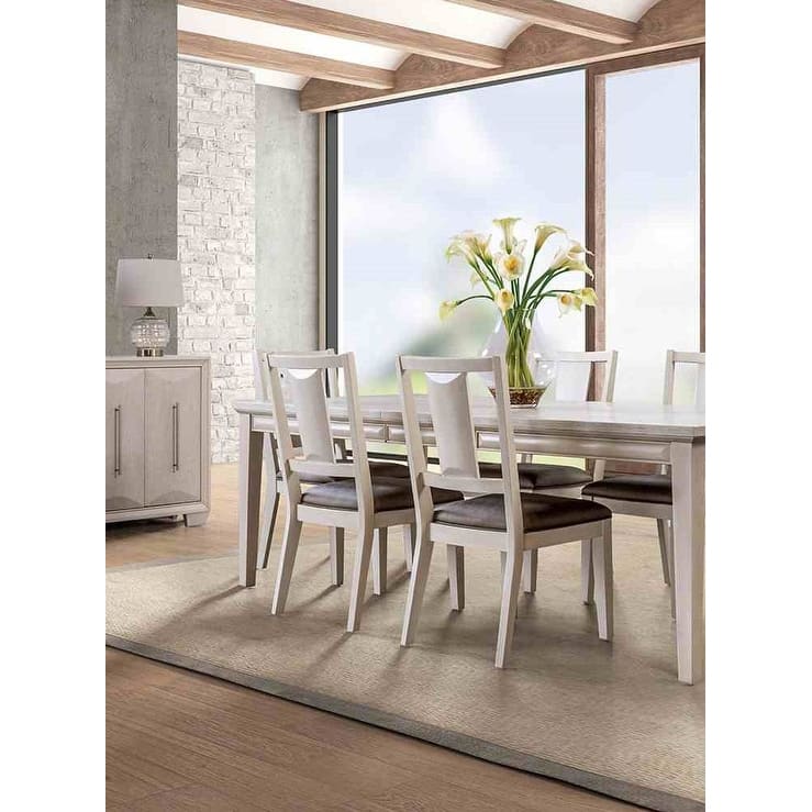 7PC White Oak Finish Formal Dining Set Table and Chairs