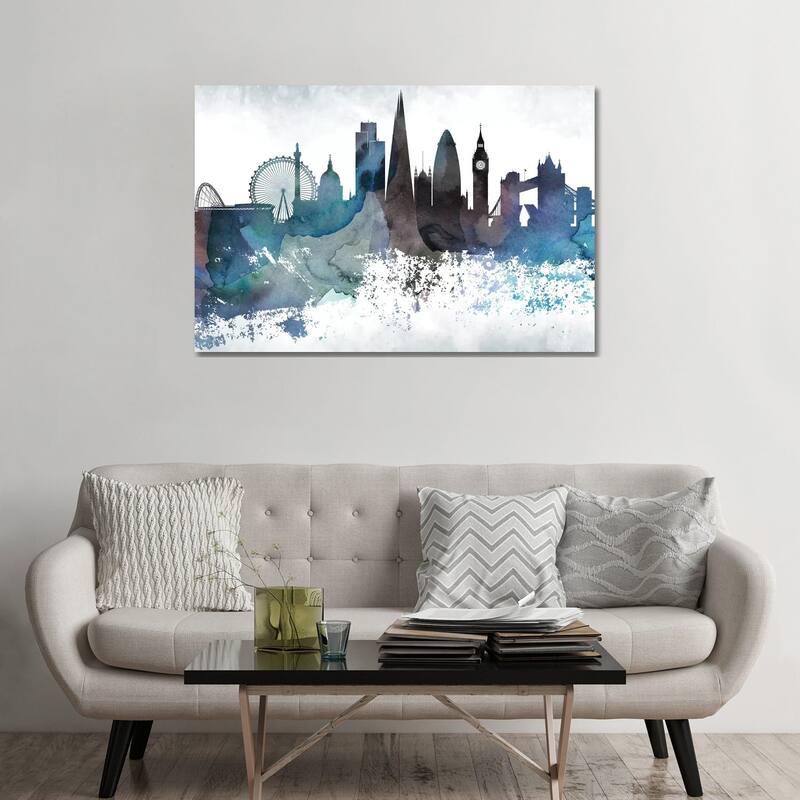 iCanvas "London Bluish Skylines" by WallDecorAddict Canvas Print - 32x48x1.5
