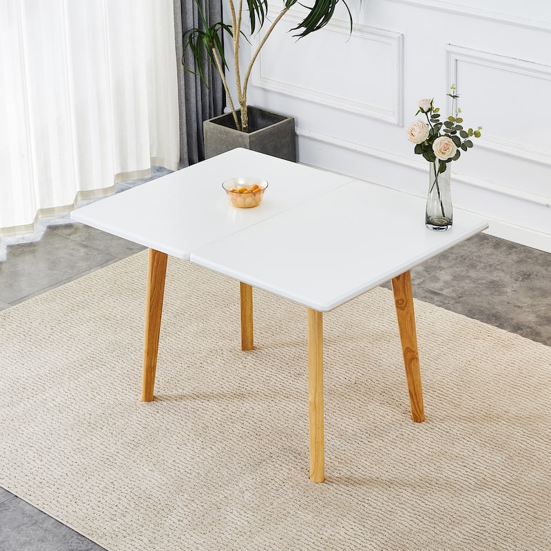 Imitation marble white sintered stone tabletop with rubber wooden legs, foldable computer desk