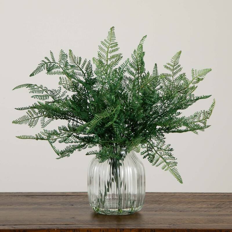 Forest Fern Artificial Floral Arrangement with Vase - 17" - Green and Clear