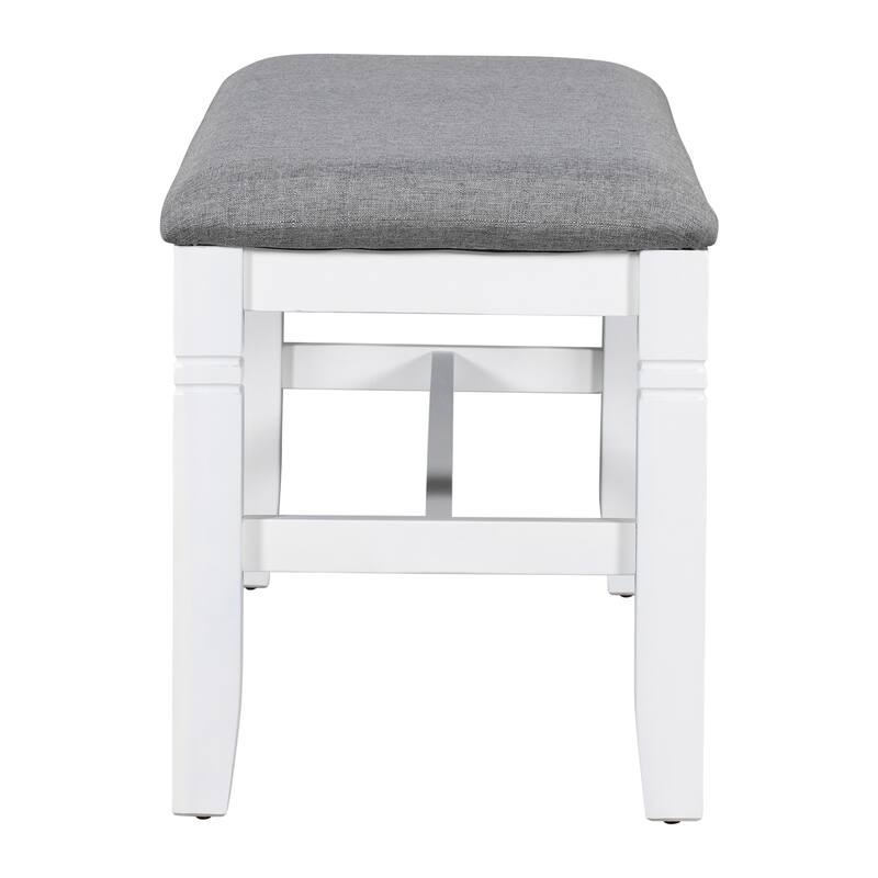 6-Piece Wood Dining Table Set Kitchen Table Set with Upholstered Bench and 4 Dining Chairs, Farmhouse Style,Gray+White
