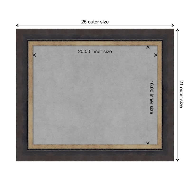 Amanti Art Hammered Charcoal Tan Framed Magnetic Board - Board Size 20x16