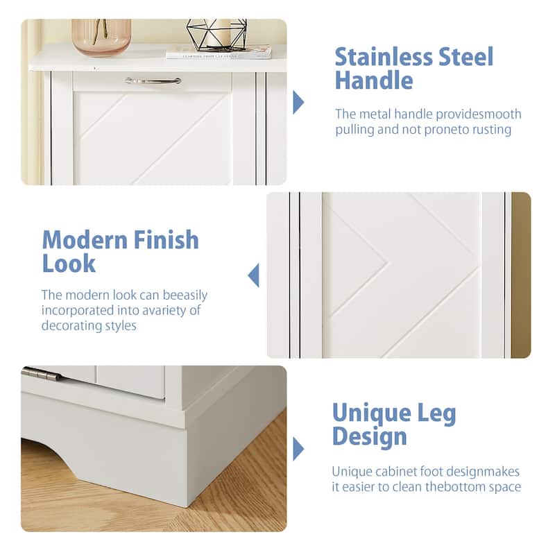 VECELO White Double Tilt Out Trash Cabinet with Negative Ion Deodorizing Function Hidden Trash Can Design for Kitchen