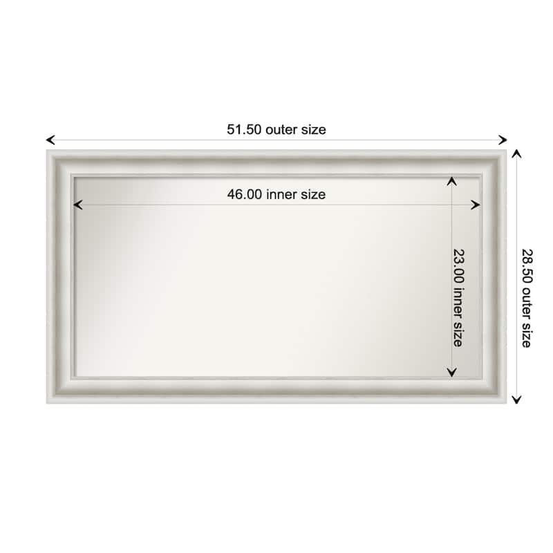 Parlor White Framed Non-Beveled Custom Wall Mirror, Bathroom Vanity Mirror - Outer Size: 51.5 x 28.5