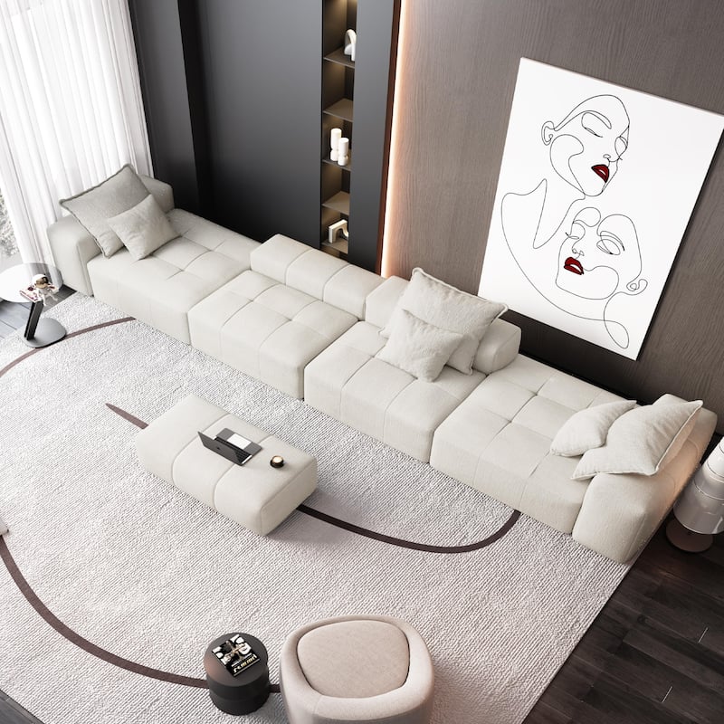 Modern Oversized Modular Sectional Sofa,with 6 Pillows,6 PCS DIY Combination Tufted Sofa
