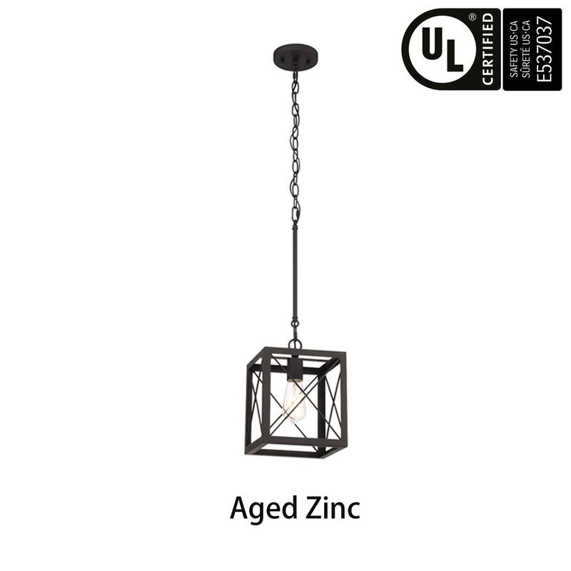 Acroma 1-light Farmhouse Rustic Rectangle Kitchen Island Pendant Light - 8 inches