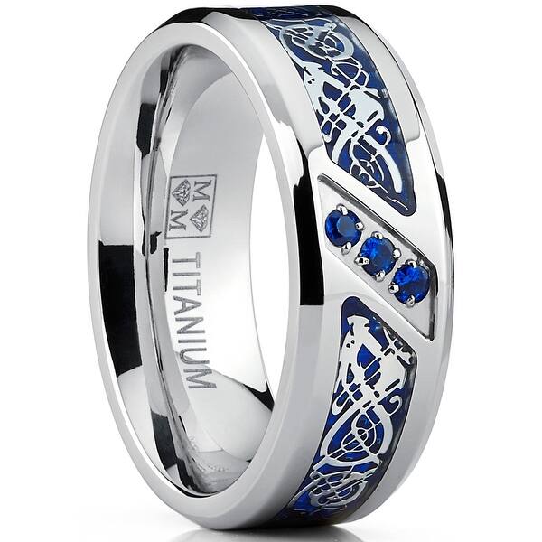 CLOSEOUT 8mm Black Tungsten Men's Ring Blue Carbon Fiber White Dragon Band CLOSEOUT 8mm Black Tungsten Men's Ring Blue Carbon Fiber White Dragon Band