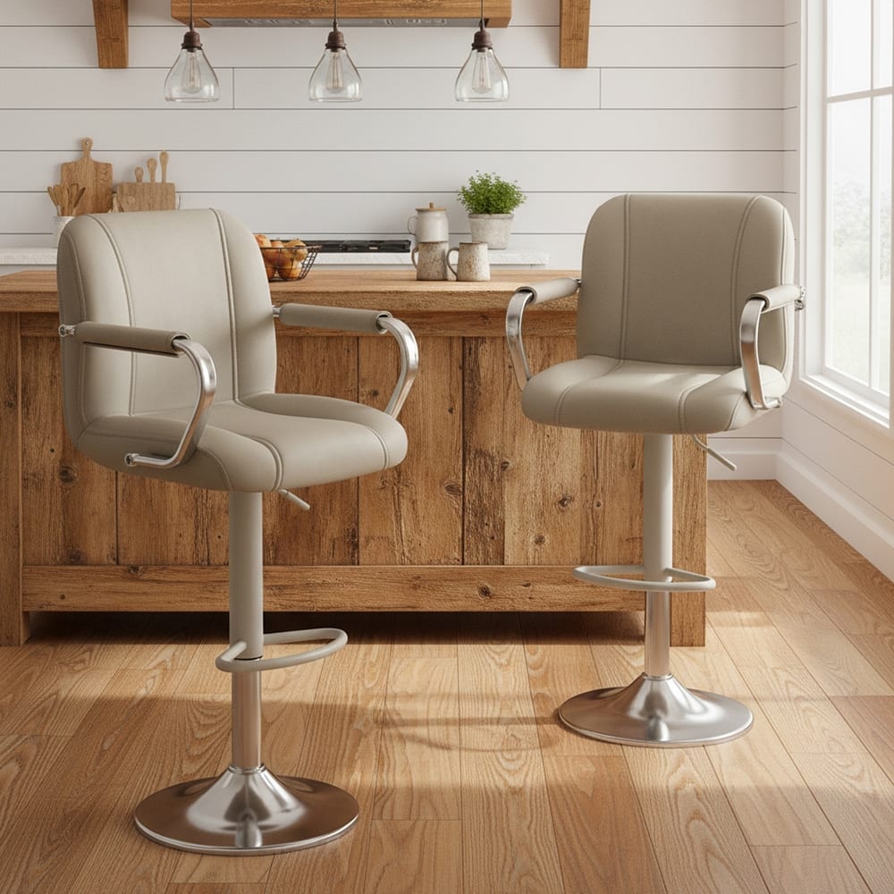 Swivel Bar Stools with Back Support - Adjustable Height Counter Stools for Kitchen Island & Home Bar