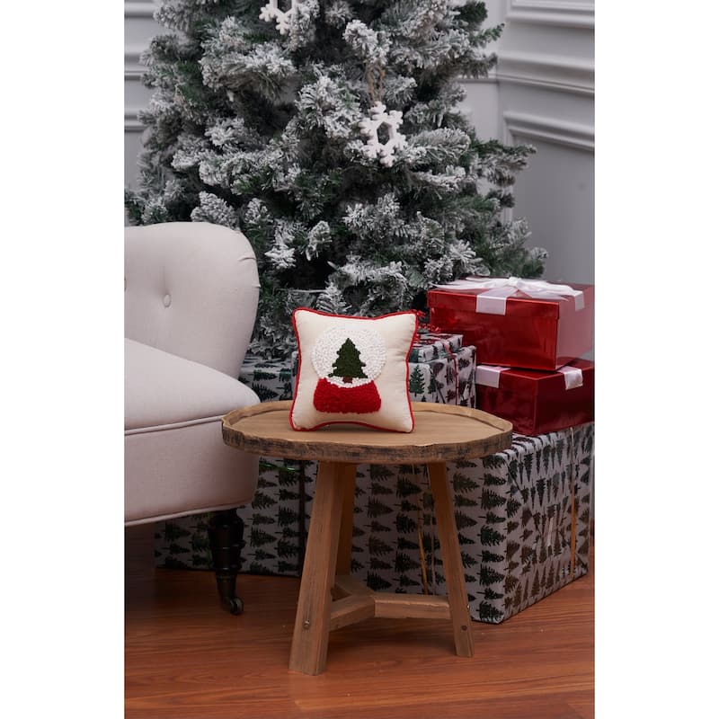 Snow Globe Tree French Knot Throw Pillow
