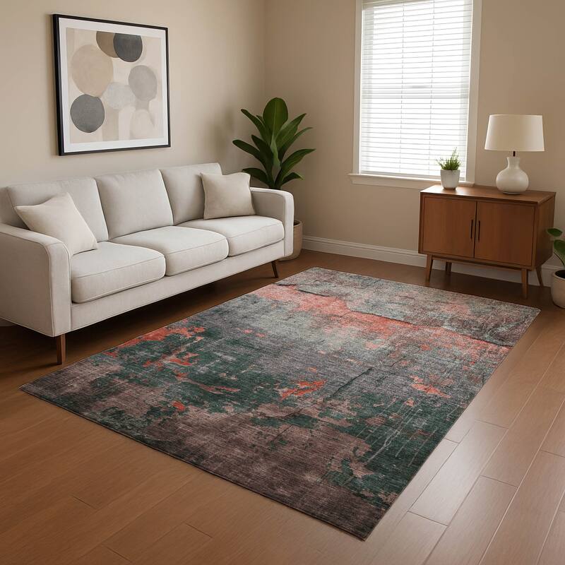 Premium Washable Super Soft Abstract Chic Mayfield Rug - Coral - 3' x 5'