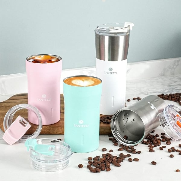 12 oz Travel Coffee Mug, Insulated Coffee Cups with Flip Lid - Green