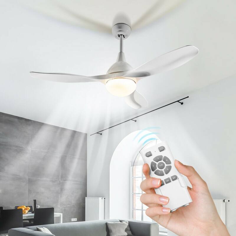 Modern 48" Ceiling Fan with Dimmable LED Light and Remote Control Reversible Blades - 48'' dia. x 22.5'' H