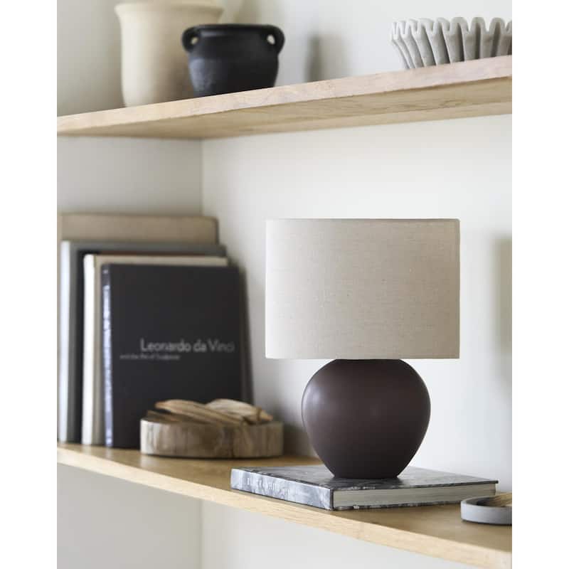 Livabliss Elio Modern Accent Table Lamp - 13"H x 10"W x 10"D - Dark Brown