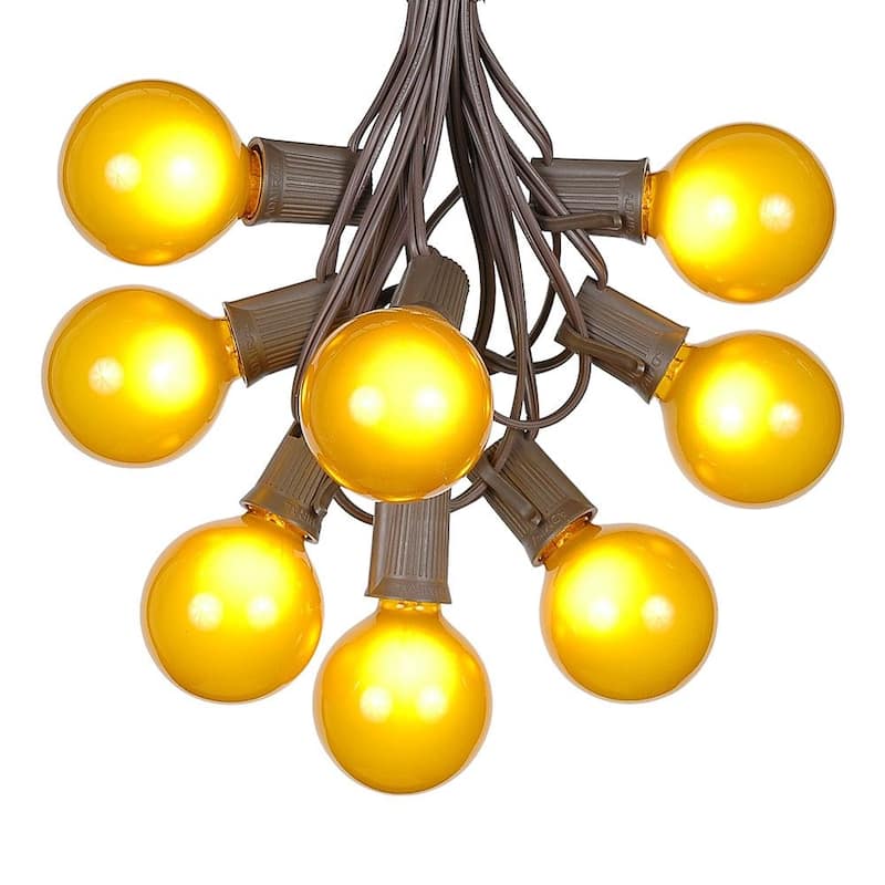 25 Foot G50 Outdoor Globe Patio String Lights - Set of 25 G50 Globe Bulbs - Yellow