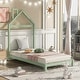 preview thumbnail 43 of 82, Wood Bed with House Headboard for Kids Twin - Green