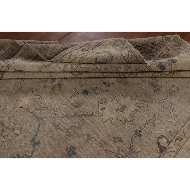 Oushak Turkish Area Rug Beige Hand-Knotted Wool Carpet - 8'1"x 10'1"