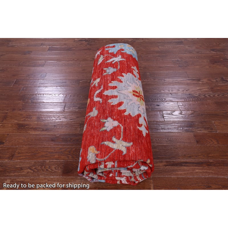 Golden Nile Red Turkish Oushak Handmade Wool Rug - 12' 2" X 15' 5"