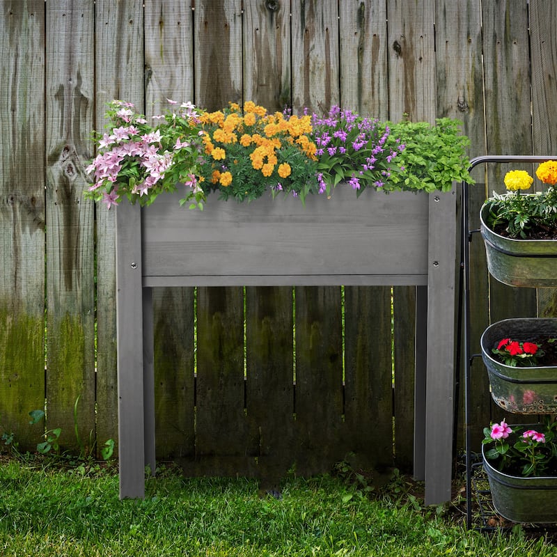 Elevated Wooden Planter Box Rural Country Garden Beds with Legs for Outdoor Plants Flowers Fruits Vegetable Herb Growing
