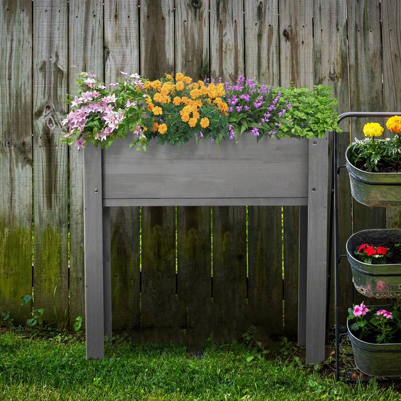 Natural Elevated Planter Box for Outdoor Use with Eco-Friendly Finish