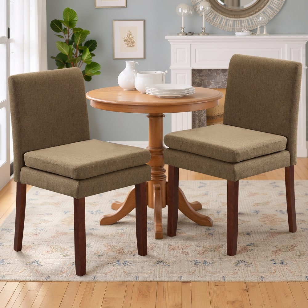 Upholstered Dining Chairs, Modern Dining Room Chairs Set of 2 with Thick Padded Cushion Seat, Linen Fabric Kitchen Dining Chairs