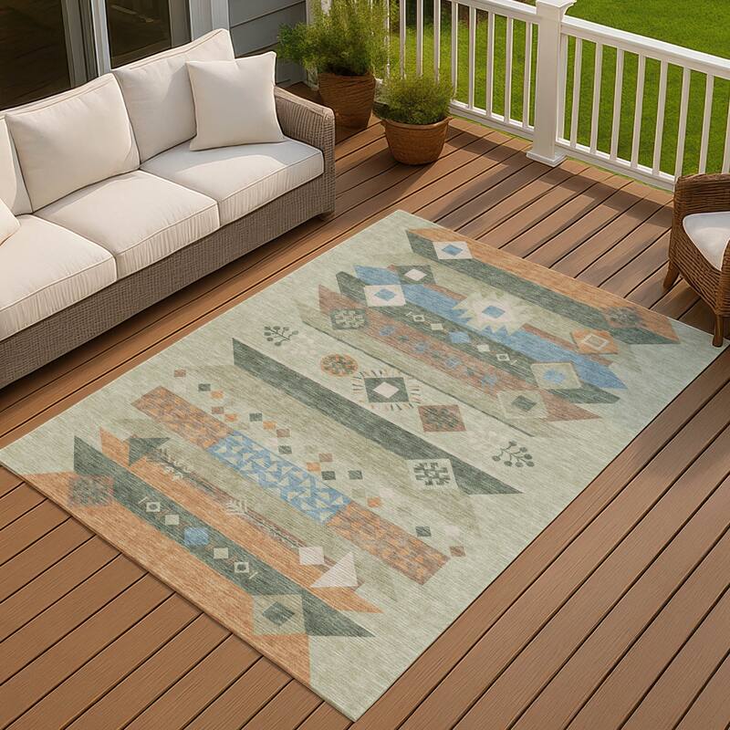 Machine Washable Indoor/ Outdoor Global Tuca Chantille Rug