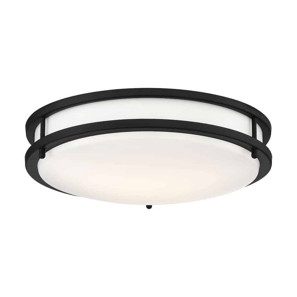 Glamour LED 13 inch Flush Mount Fixture Black Finish CCT Selectable 3K/4K/5K - Matte Black