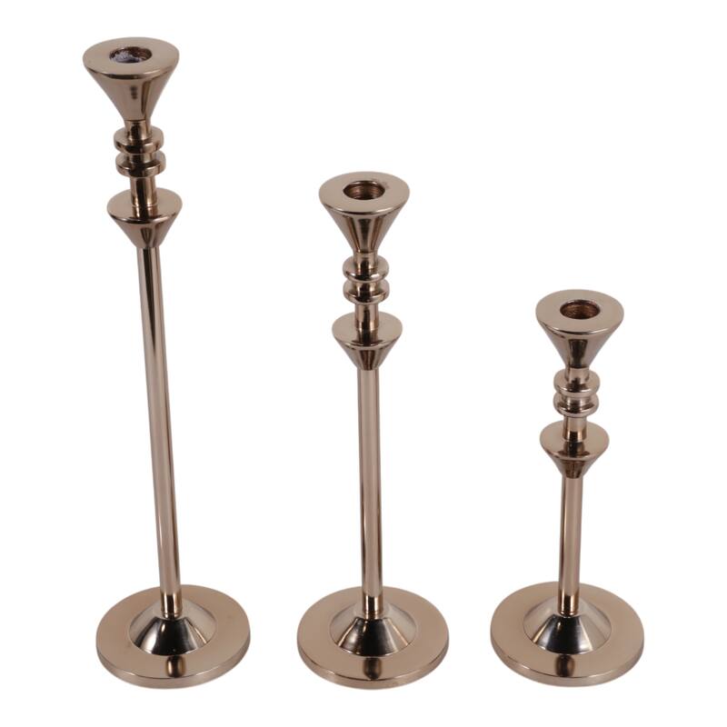 Metal Candle Sticks Sleek Modern Design Home Decor - 10/13/16" Bronze - 3.75" x 3.75" x 15.5"