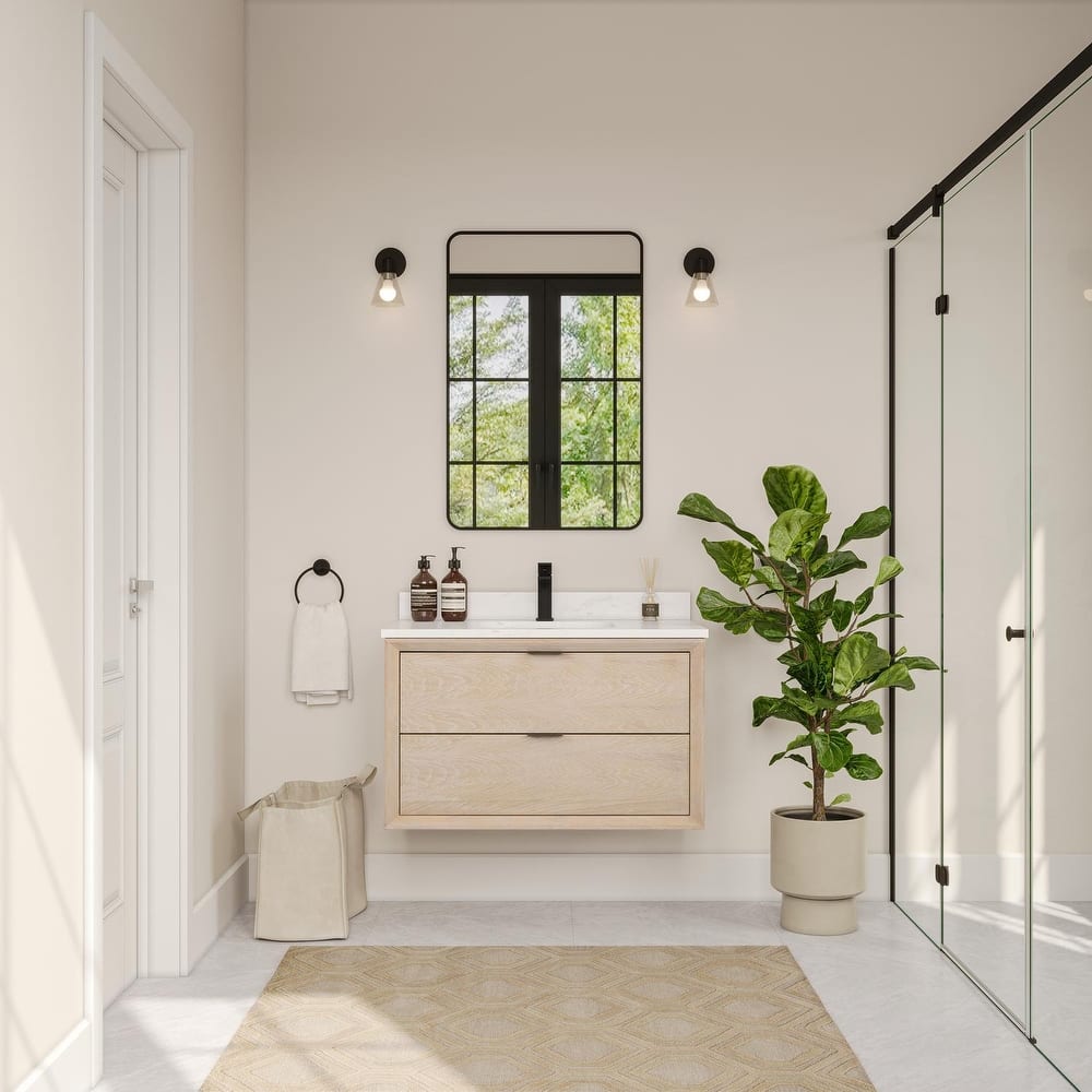 Legion Furniture WH25 Solid Wood Contemporary Bathroom Vanity with 1" thick Artificial top