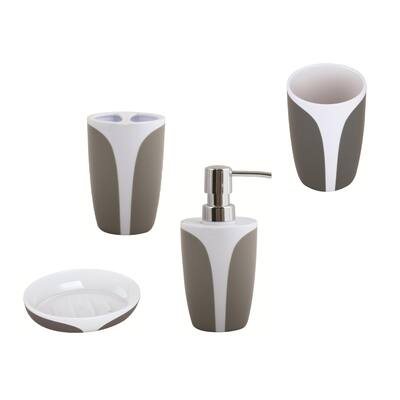 4-Piece Countertop Accessories Set MSV-France Kandy Gray Polystyrene