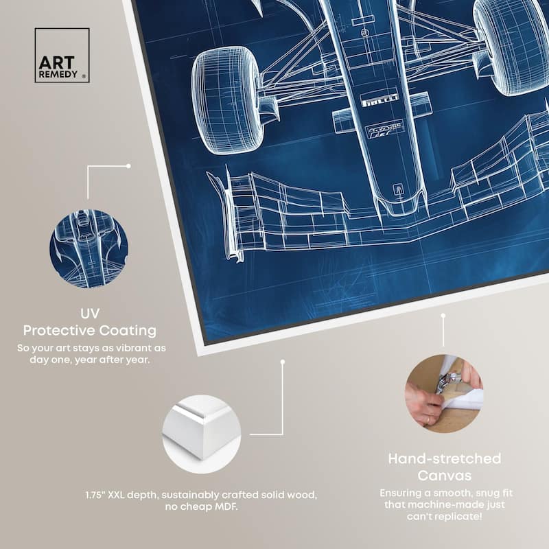 Race Car Blueprint Canvas by Art Remedy