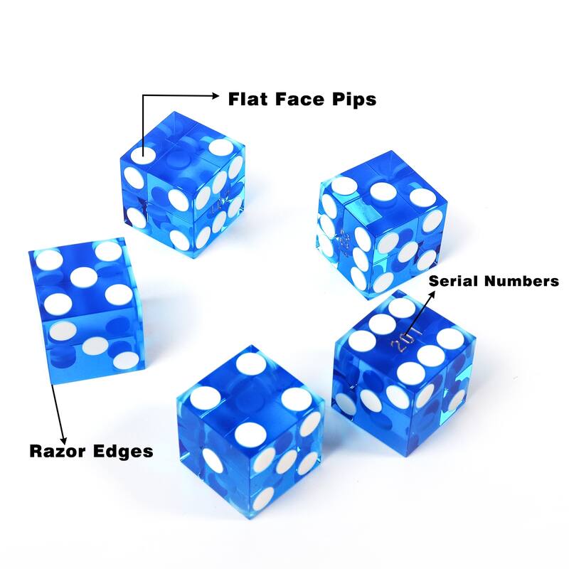 GSE™ Instant Casino Craps Game Set with 5 of 19mm Precision Casino Dice with Matching Serial Numbers, 3-Inch Craps On/Off Puck
